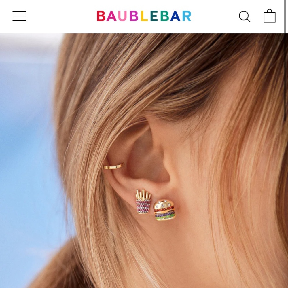 BaubleBar 2 Piece Set Earrings: Burgers & Fries